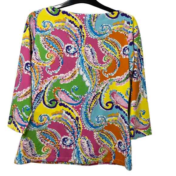 J. McLaughlin Bright Modern Paisley Signature Tee Small - Picture 2 of 5